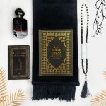 Coffret Cadeau Noir “Intense” (Coran, Parfum, Citadelle, Chapelet, tapis de prière)